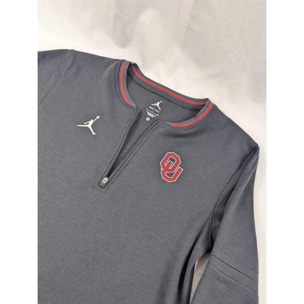 Oklahoma Sooners Jordan Brand Quarter-Zip Sweater Wool Poly Blend Gray S‎ Mens